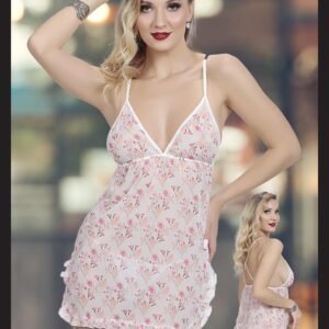 Soft Floral Fırfır Detaylı Transparan Gecelik